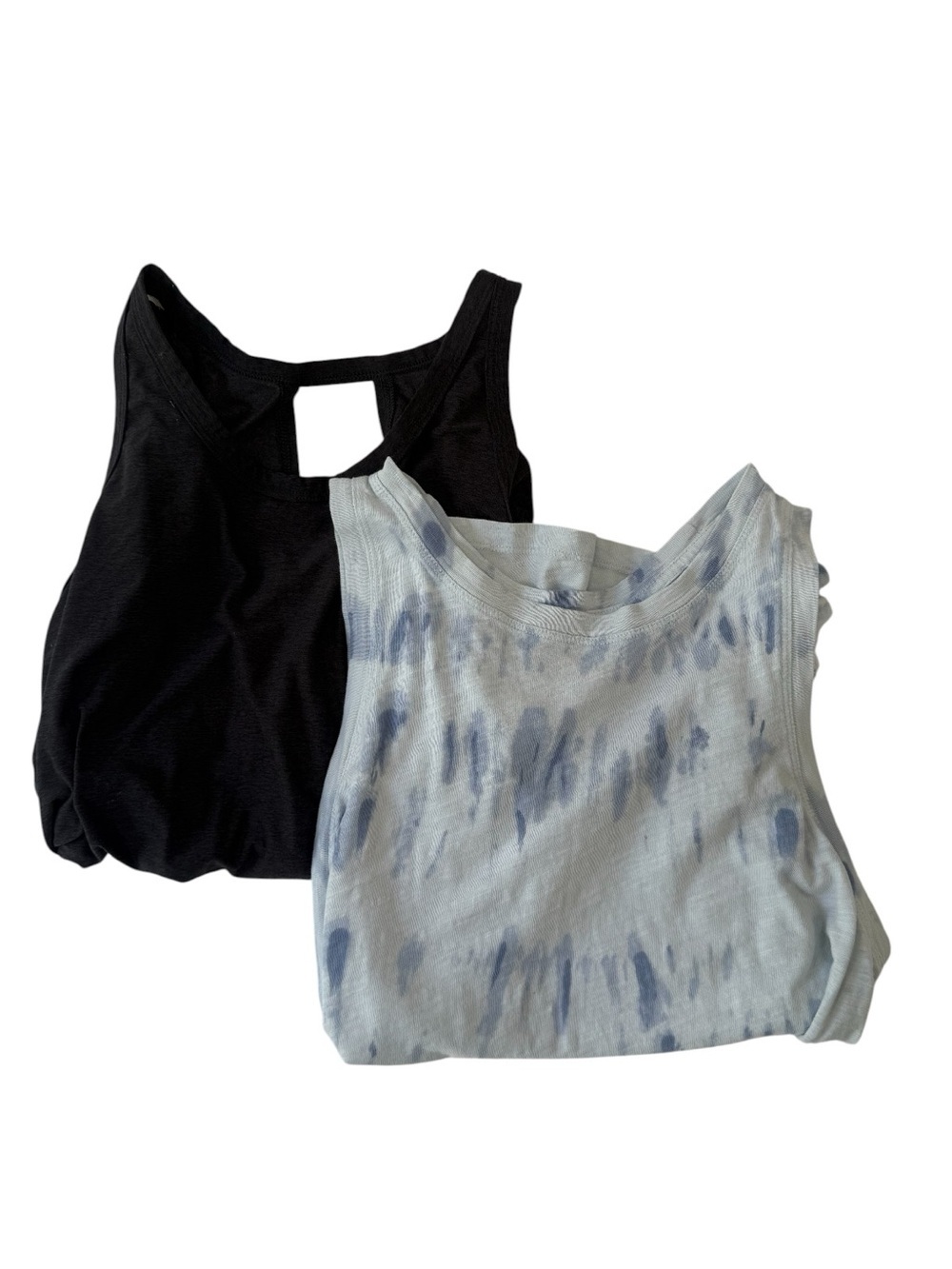 Women's Tank Top Duo — Black & Light Blue Tie-Dye Size large
